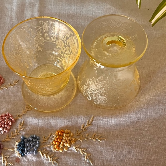 MCM Federal Patrician Amber Depression Glass Sherbet Dessert Cups 1930 Pair - Picture 13 of 13